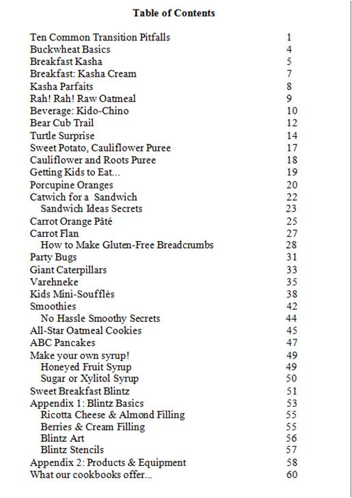 Table of Contents - Transitioning Kids